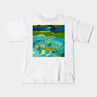 Gilded Flowers by a Lake Kids T-Shirt